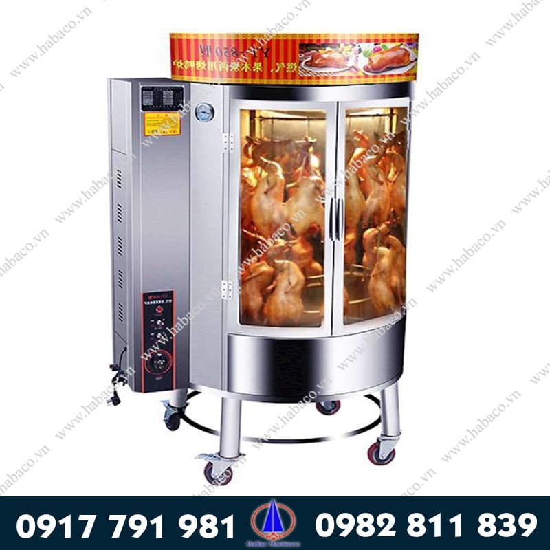 Lò quay vịt kính trong dùng than hoặc điện